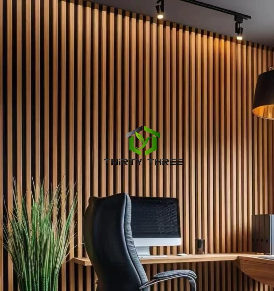 Acoustic Slat Wood Wall Panels Polyester Fiber factory